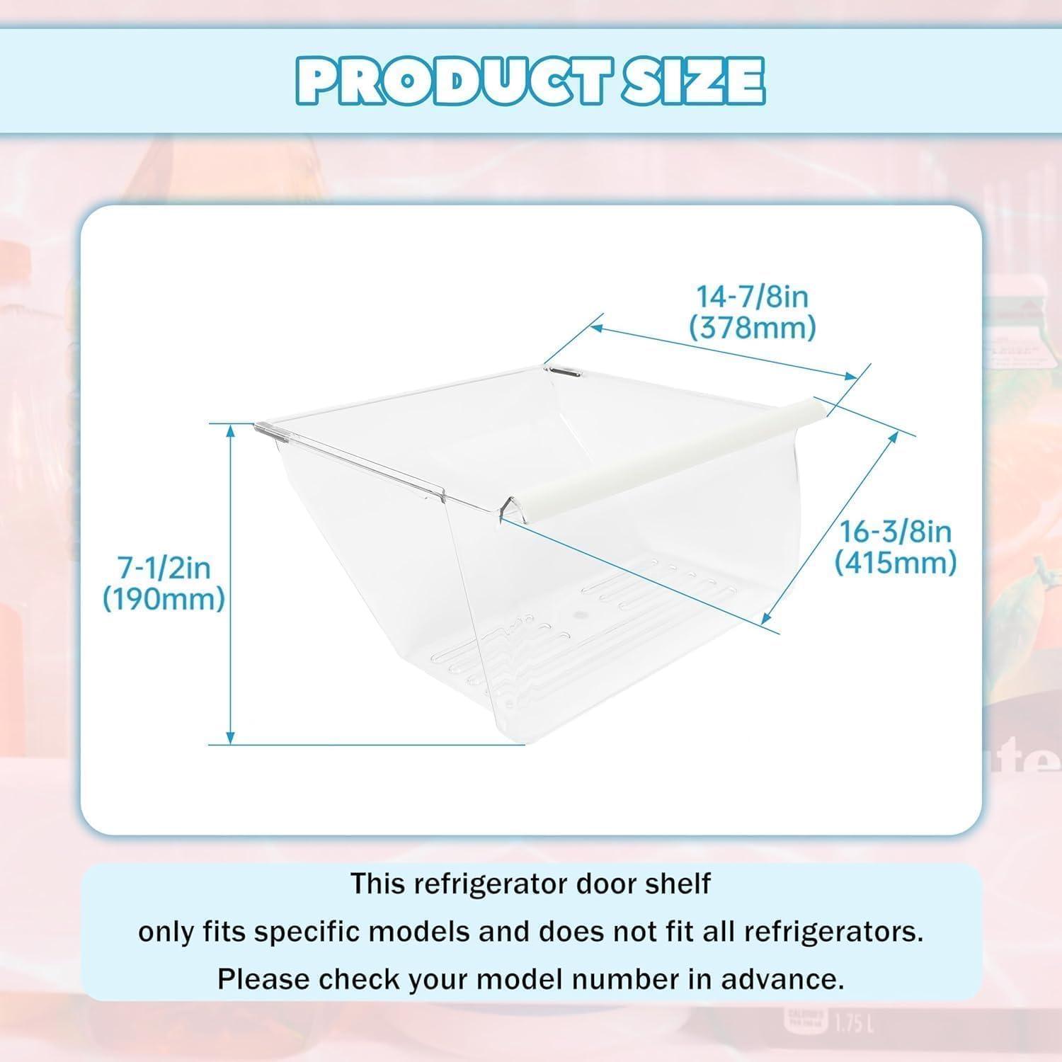 imageKojem 2188664 Crisper Drawer Bin Lower Replacement for WP2188664 Compatible with Whirlpool Kenmore Maytag Kitchenaid Refrigerator Clear Crisper Pan WWhite Handle PlasticPS