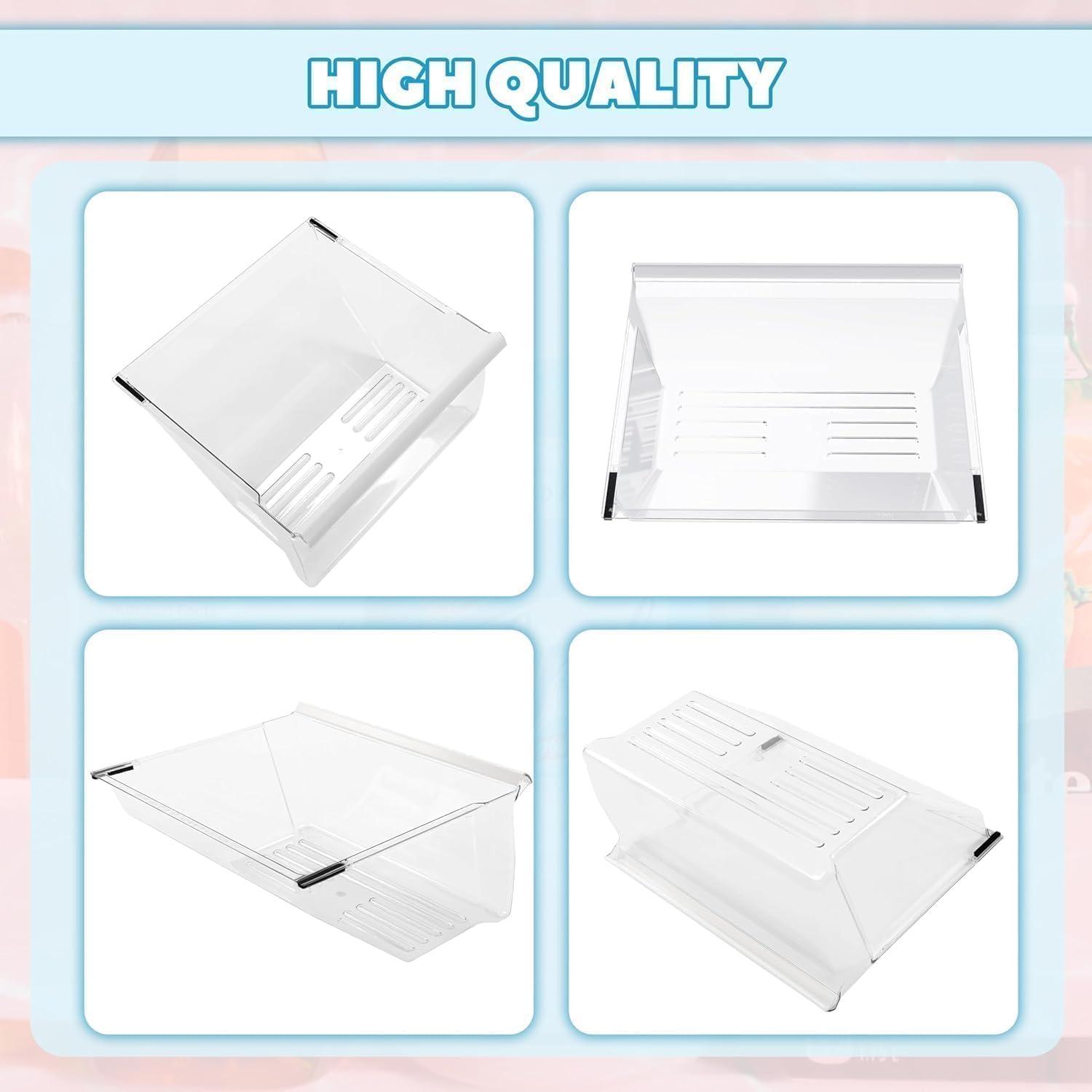 imageKojem 2188664 Crisper Drawer Bin Lower Replacement for WP2188664 Compatible with Whirlpool Kenmore Maytag Kitchenaid Refrigerator Clear Crisper Pan WWhite Handle PlasticPS