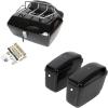 imageECOTRIC 5 Extended Saddlebags wspeaker lids Compatible with 19932013 Harley Davidson Road King Glide Electra Street Glide All Touring Models Stretched Hard Saddle BagsBlack