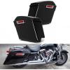imageECOTRIC 5 Extended Saddlebags wspeaker lids Compatible with 19932013 Harley Davidson Road King Glide Electra Street Glide All Touring Models Stretched Hard Saddle BagsNot Applicable