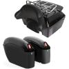 imageECOTRIC 5 Extended Saddlebags wspeaker lids Compatible with 19932013 Harley Davidson Road King Glide Electra Street Glide All Touring Models Stretched Hard Saddle BagsBlack
