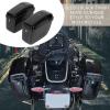 imageECOTRIC 5 Extended Saddlebags wspeaker lids Compatible with 19932013 Harley Davidson Road King Glide Electra Street Glide All Touring Models Stretched Hard Saddle BagsBlack