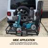 imageECOTRIC Hitch Mount Wheelchair Carrier with Mobility Ramp for Wheelchair Scooter Lawn Mower Snow Blower Hauler 500lb Capacity BasketStyle