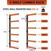 imageECOTRIC Lumber Rack Wall Mount Wood Organizer Lumber Organizer  Heavy Duty Metal 6 Levels Shelf Lumber Storage Rack Max 600 Lbs 1 Pack Indoor ampamp Outdoor Use  Orange1 Pair