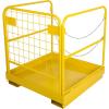 imageECOTRIC 36x36 Forklift Cage 1200 LBS Capacity Work Platform Safety Cage Collapsible Lift Basket Aerial Rails Heavy Duty Steel Construction Fold Down Design Yellow