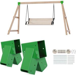 imageECOTRIC 2 Pcs AFrame Swing Set Bracket Heavy Duty Steel Green wMounting Hardware 2 Brackets for 2 4quot x 4quot Legs ampamp 1 4quot x 6quot Beam1 Set