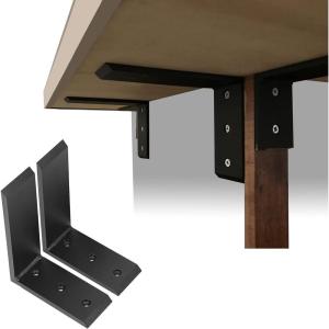 imageECOTRIC 2Pcs Countertop Support Brackets 8quotx6quotx25quot L Shape Shelf Bracket for Table Bench Bar Tops Cabinetry Shelves and DIY 500 LBS Heavy Duty Black SteelBlack