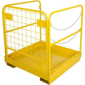 imageECOTRIC 36x36 Forklift Cage 1200 LBS Capacity Work Platform Safety Cage Collapsible Lift Basket Aerial Rails Heavy Duty Steel Construction Fold Down Design Yellow