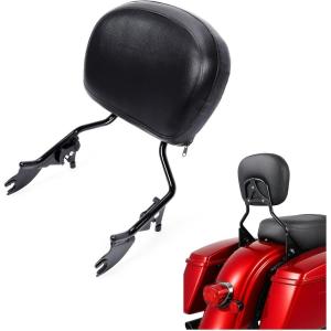 imageECOTRIC Detachable Passenger Backrest Quick Release 2up Sissy Bar Compatible with Harley Davidson Touring 20092024 Street Glide Road King Road Glide Electra Glide Ultra Limited FLHR FLHX FLHT FLTRBlack Sissy Bar