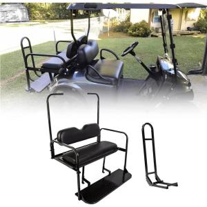 imageECOTRIC Flip Folding Rear Back Seat Kit Compatible with 1995Up EZGO TXT Golf CartRear Back Seat WGrab Bar