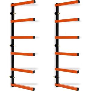 imageECOTRIC Lumber Rack Wall Mount Wood Organizer Lumber Organizer  Heavy Duty Metal 6 Levels Shelf Lumber Storage Rack Max 600 Lbs 1 Pack Indoor ampamp Outdoor Use  Orange1 Pair