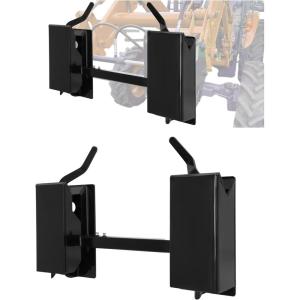imageECOTRIC Pair Skid Steer Quick Tach Attach Conversion Adapter Weld on Quick Attachment Plate Bobtach Kubota Latch Box Plate Weld On QTK Tractor Universal Front AttachmentBlack Adjustable Adapter