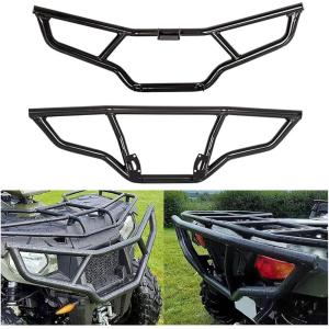imageECOTRIC Rear Brush Guard Bumper Compatible with 20142023 Polaris Sportsman Touring 570 450 HO Replacement for 2879715 Black HeavyDuty Steel Back ProtectorFront and Rear