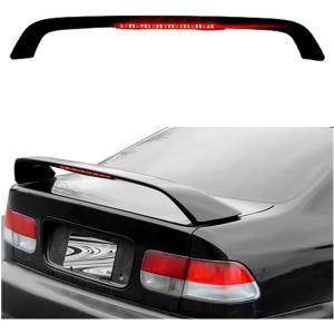 imageECOTRIC Rear Trunk Lid Spoiler Wing Compatible with 19962000 Honda Civic 2DR Coupe wLED Brake Light Matte Black ABS Plastic Paintable Winglet