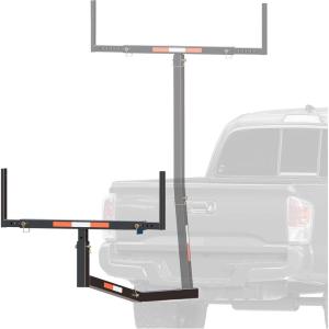 imageECOTRIC Truck Bed Extender Pickup Truck Bed Hitch Mount Extension Rack SUV Lumber Ladder Canoe Boat Kayak Long Pipes wFlag 750lbs Capacity