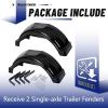 imageECOTRIC 2 Pcs Trailer Fenders WSteps Compatible with 13quot Diameter Wheels Tires SingleAxle Trailers Plastic Fenders BlackBlack
