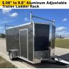 imageKojem 64quot10338quot Adjustable Trailer Ladder Rack Compatible with Enclosed Trailers and Open Trailers Aluminum Powder Coated Black 5386Silvery