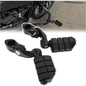 imageECOTRIC 114quot Highway Engine Guards Short Foot Pegs Compatible with Harley Touring Models wQuick Clamps Motorcycle Crash Bar Adjustable BlackBlack