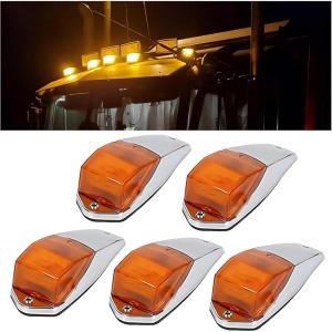 imageECOTRIC 5pcs 31LED Amber Cab Marker Lights Waterproof Top Roof Truck Running Lights Compatible with PeterbiltKenworthFreightlinerVolvoWestern StarMackInternationalPaccar Trailer Trucks5pcs