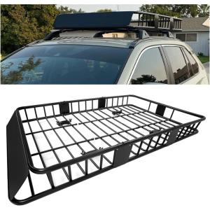 imageECOTRIC 67quot x 39quot x 51 Universal Roof Rack Cargo Carrier Basket with Extension Heavy Duty Steel Car SUV Top Luggage Storage Holder Basket for Travel 550LBS Weight Capacity67 x 39 x 51