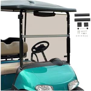 imageECOTRIC Clear Windshield Compatible with 2008PresentCurrent for EZGO RXV Model Impact Resistant Windshield for EZGO RXV Golf Cart2008ampampUP Folding StyleSmoke