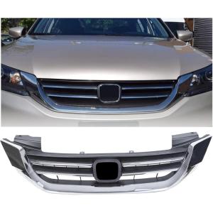 imageECOTRIC Front Bumper Grille Compatible With 2013 2014 2015 Honda Accord 4DRSedan  Chrome Hood Mesh Grille Grill JDM Mod StyleBlack  Chrome