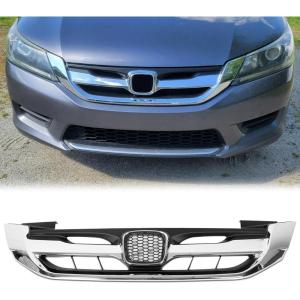 imageECOTRIC Front Bumper Grille Compatible With 2013 2014 2015 Honda Accord 4DRSedan  Chrome Hood Mesh Grille Grill JDM Mod StyleChrome