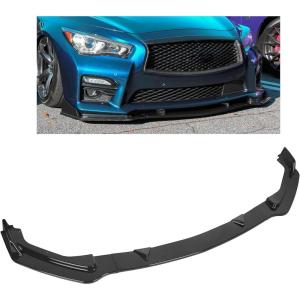 imageECOTRIC Front Bumper Lip Chin Spoiler Splitter Compatible with 20142017 Infiniti Q50 Base Premium 3PCS Gloss Black