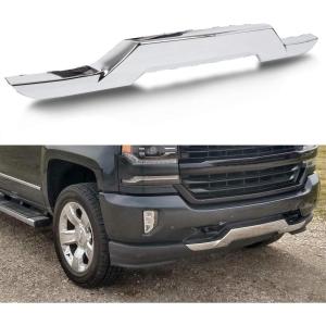 imageECOTRIC Front Bumper Skid Plate Compatible with 20162019 Chevy Chevrolet Silverado 1500 Replacement For 23243083 GM1044128 Lower Valance Panel Cover Face Impact Bar Chrome