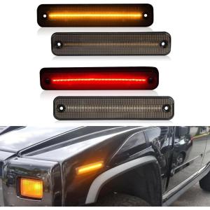 imageECOTRIC LED Side Marker Light Compatible with 20032009 Hummer H2 Front Rear Fender Lamp Turn Signal Lights Lamps Left Right 4Pcs Replacement for 25952319