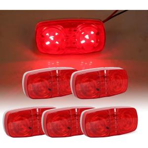 imageECOTRIC LED Trailer Marker 4quot x 2quot Bullseye Lights Super Bright 10 Diodes Light Indicator REDAMBER Double Bubble 12V Rectangular Surface Mount RV Camper Trucks Side Marker 10Red10Amber 20pcs5Red
