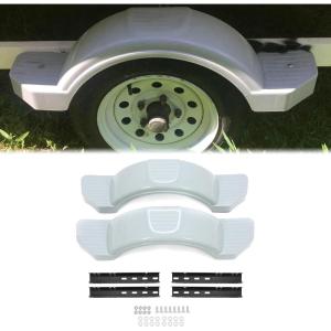 imageECOTRIC Pair Axle Trailers Fenders 12quot Wheels Tires Skirt Boat Molded 300lbs Set of 2 Painted Grey