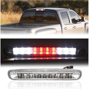 imageECOTRIC Rear Roof Third 3RD Brake Light Compatible with 0713 Silverado Sierra Cargo Tail High Mount Stop LED Light Chrome