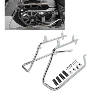 imageECOTRIC Saddle Bag Conversion Brackets Support Guard Compatible with Harley Softail 19842017 Heritage Springer Fatboy FLSTF FLSTS Bad Boy FXSTSB EFI FLSTFI Except for Deuce Models BlackChrome