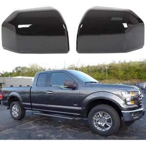 imageECOTRIC Top Half Upper DriverPassenger Side View Gloss Black Mirror Covers for 20152020 Ford F150 F150 Set of 2 Mirror Cover ReplacementBlack