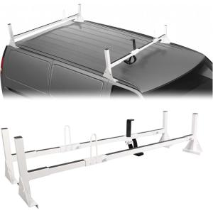 imageECOTRIC Universal 750LBS Capacity 3 Bars Ladder Roof Racks 68quot75quot Compatible with Ford E150 250 350 Chevy Chevrolet Express 1500 2500 3500 GMC Savana with Rain Gutters Kayak Canoe Lumber Pipe Cargo2 Bars