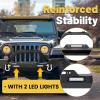imageECOTRIC Front Bumper Compatible with 19872006 Jeep Wrangler TJ YJ with Winch Plate DRing and 2 LED Lights Black Rock Crawler Heavy Duty