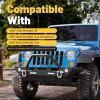 imageECOTRIC Front Bumper Compatible with 20072025 Wrangler Unlimited JLJLU ampamp Gladiator JT 20072018 JK Front Bumper Rock Crawler Winch Plate WWinch Plate ampamp 2 18W LED Lights DringsStyle2