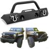 imageECOTRIC Front Bumper Compatible with 20072025 Wrangler Unlimited JLJLU ampamp Gladiator JT 20072018 JK Front Bumper Rock Crawler Winch Plate WWinch Plate ampamp 2 18W LED Lights DringsStyle1
