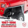 imageECOTRIC Front Fender Flare Compatible with 19871996 Jeep Wrangler YJ Tube Armor Rocker Guards WLED Eagle Lights WMesh Insert Black Driver Side and Passenger Side