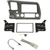 imageECOTRIC Double Din Radio Install Kit Compatible with 20062011 Honda Civic Dashboard Kit with Wiring Harness Dark Gray