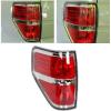 imageECOTRIC Driver Side Tail Lights Brake Lamps Taillights Red Clear Lens Chrome Trim Housing Compatible with 20092014 Ford F150 Styleside Pickup Truck Left