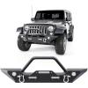imageECOTRIC Front Bumper Compatible with 20072025 Wrangler Unlimited JLJLU ampamp Gladiator JT 20072018 JK Front Bumper Rock Crawler Winch Plate WWinch Plate ampamp 2 18W LED Lights DringsStyle2