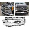 imageECOTRIC Front Bumper Hood Grille Grill Compatible with 2017 2018 2019 Ford F250 F350 F450 Super Duty Chrome NOT ONLY OVERLAY