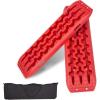 imageECOTRIC Recovery Boards Traction Tracks Mat for Sand Mud Snow Off Road Tire Ladder Black 4WD WStorage Bag  Red