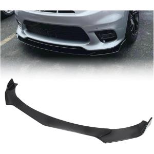 imageECOTRIC Black Universal Front Bumper Lip Chin Spoiler ABS Compatible with AudiFordBMWHondaChevroletCivicBenzMazdaGMC Car