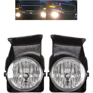 imageECOTRIC Bumper Driving Fog Lights Lamps Driver Side and Passenger Side with SwitchBulbs Compatible with 20032007 GMC Sierra Pickup Truck Replacement for GM2592128 GM2593128 GM2592154 GM2593154