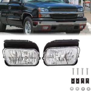 imageECOTRIC Bumper Fog Lights Lamps Compatible with 20032007 Chevy Silverado 20022006 Chevy Avalanche with Bulbs Driver SidePassenger Side