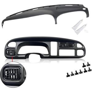 imageECOTRIC Dash Board Cluster Bezel Cover Compatible with 19982002 Dodge Ram 1500 2500 3500 Instrument Pad Panel Dashboard Kit wVents Replacement for 5GK51DX9AA 5EU11DX9AB  Clips IncludedDash Bezel W Vents  Dashboard Cover