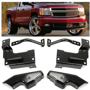 imageECOTRIC Front Bumper Brackets Compatible With 20032006 Chevy Silverado 20022006 Chevy Avalanche LHampampRH Replacement for GM1066175 GM1067175 15059687 15059688 Steel Powder Coated Black